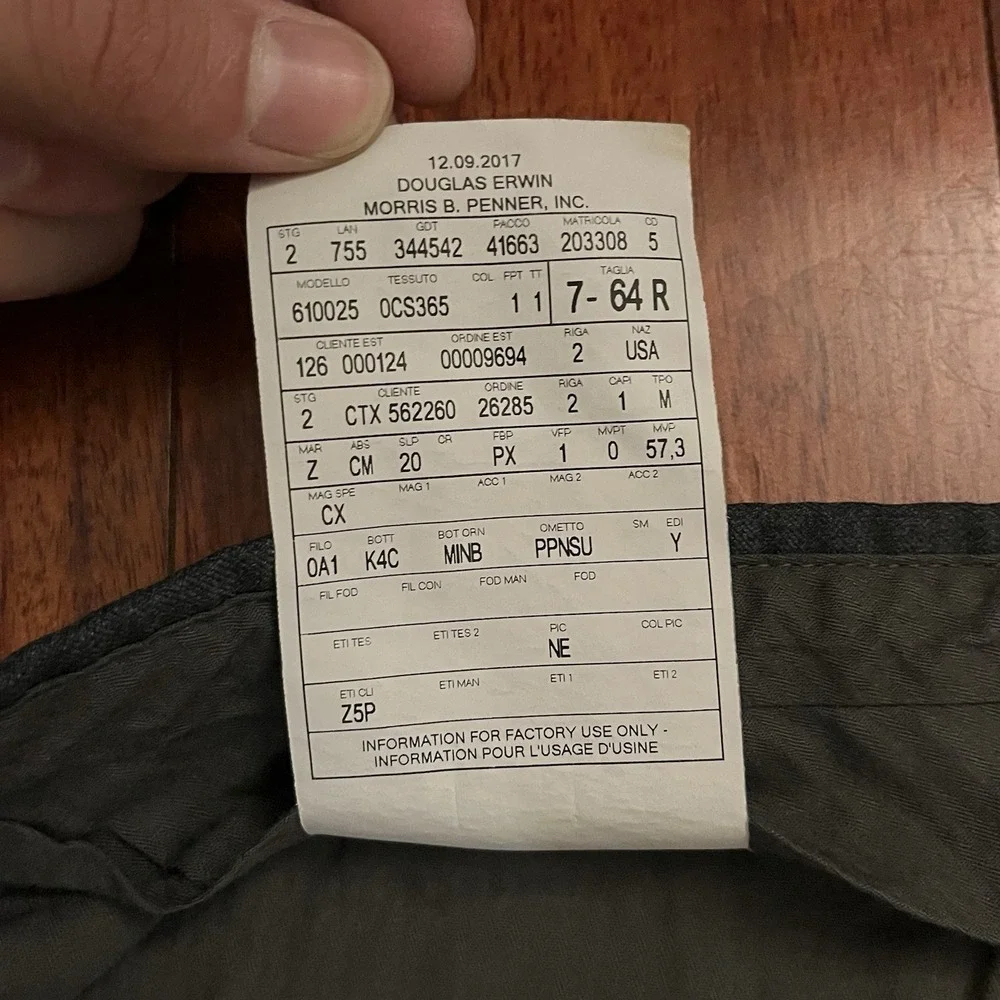 Ermenegildo Zegna Su Misura Dress Pants Mens 42x29 Herringbone Wool 7 64 Trouser